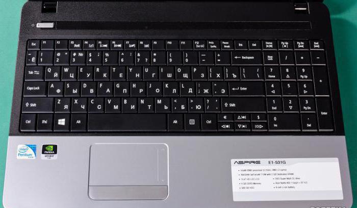 Portátil Acer Aspire E1-531: revisión del modelo, foto