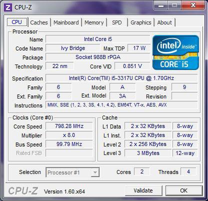 Intel Core i5 3317u especificaciones